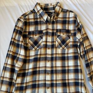 United By Blue - Men’s Flannel Button Down Shirt - Medium - Tan/Brown/Navy